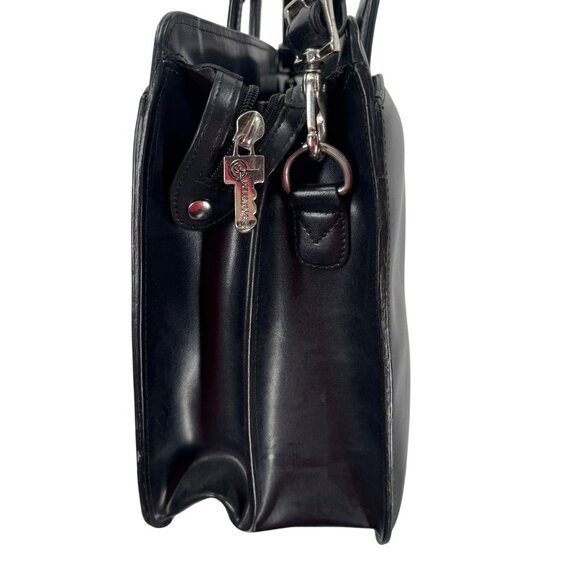 Jack Georges Black Leather Briefcase Executive Business Bag W/Adjustable Straps - Picture 8 of 16